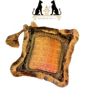 Orange Gold & Black Luxury Accent Pillow - The Civilized Aliens - Portal Pillow